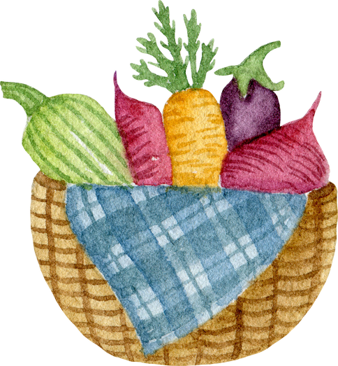 Watercolor basket with vegetables