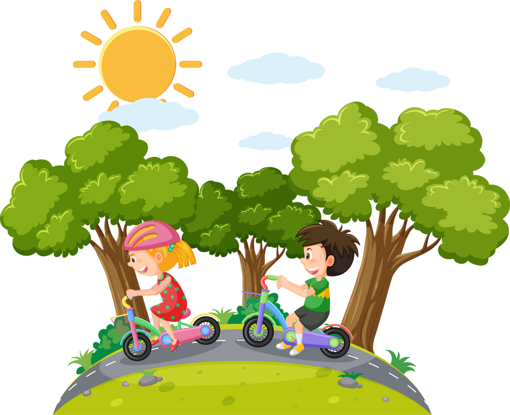 Children Riding Bicycle at Park