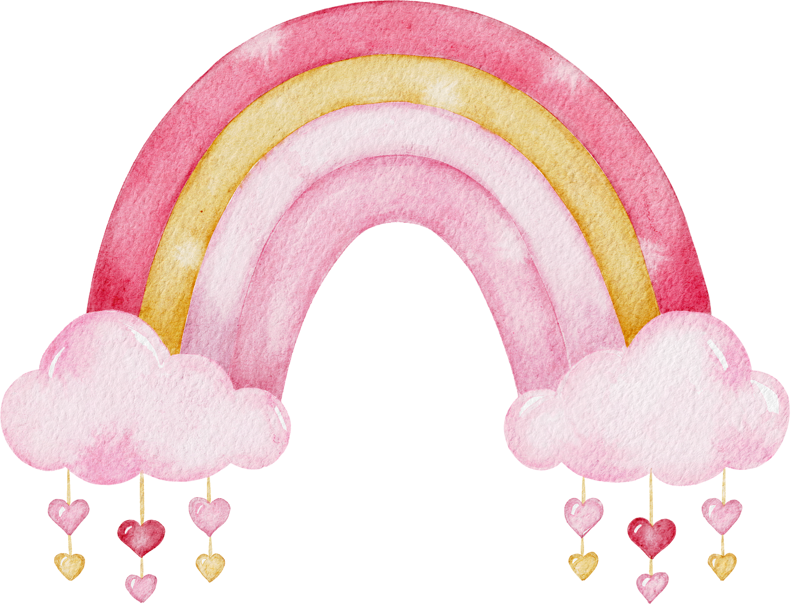 Watercolor pink rainbow illustration